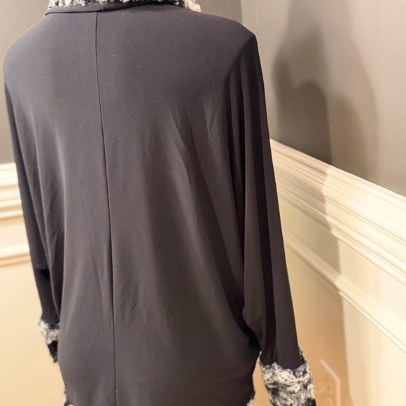 Joseph Ribkoff Asymmetrical Faux-Fur Cowl Neck Poncho in Vanilla and Noir - Picture 10 of 13